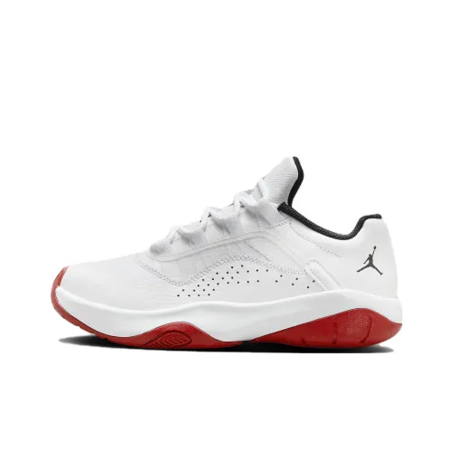 Jordan Air Jordan 11 Амортизация Износостойкий Низкий Топ Детские Баскетбольные Кроссовки Белый Красный Подростки