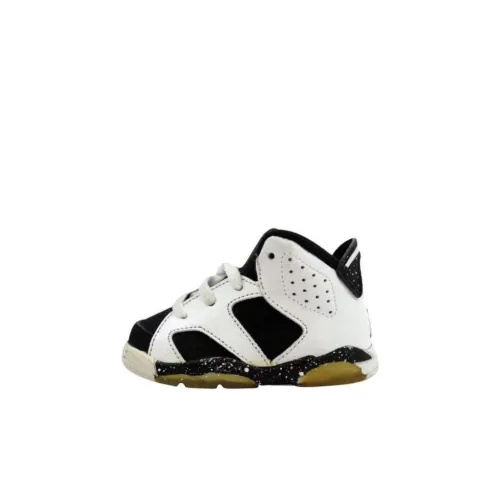 Jordan Air Jordan 6 Retro TD Амортизация Износостойкий Низкий Топ Обувь для малышей Черный белый Для новорожденных и малышей