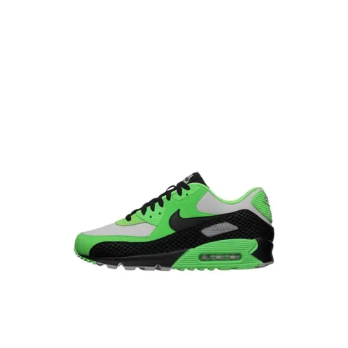 Nike Air Max 90 Амортизация Износостойкие Низкие Кеды для Детей Lifestyle Shoes Черный Белый Зеленый Детский