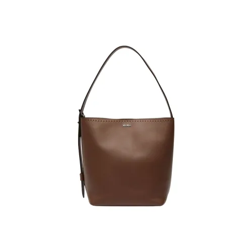MaxMara Сумка из телячьей кожи ведрообразной формы переносная сумка через плечо маленькая женская коричневая
