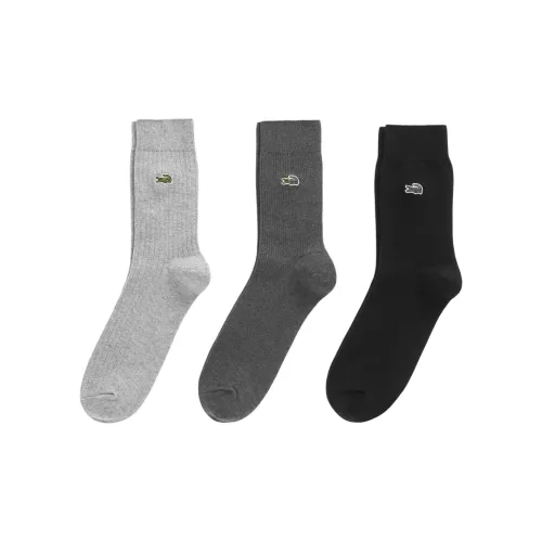 LACOSTE Collaboration 3 упаковки Черный + Светло-серый + Темно-серый Мужские носки MID до икры