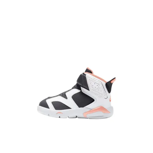 Jordan Air Jordan 6 Амортизация Износостойкие Высокие Кеды Черно-Белые для Малышей и Детей Раннего Возраста