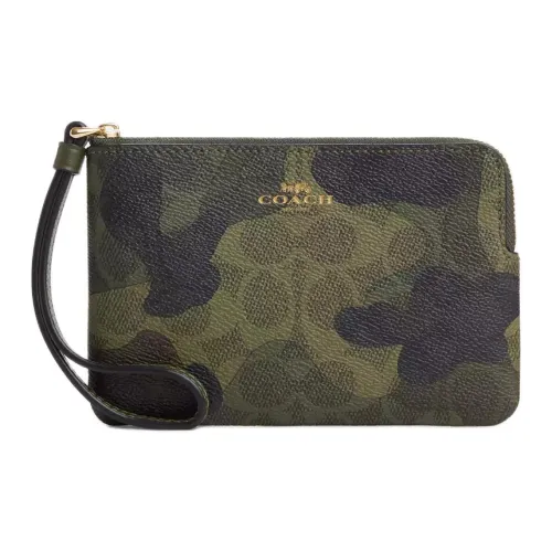 COACH Покрытый холст клатч женский Deep Cypress Multicolor