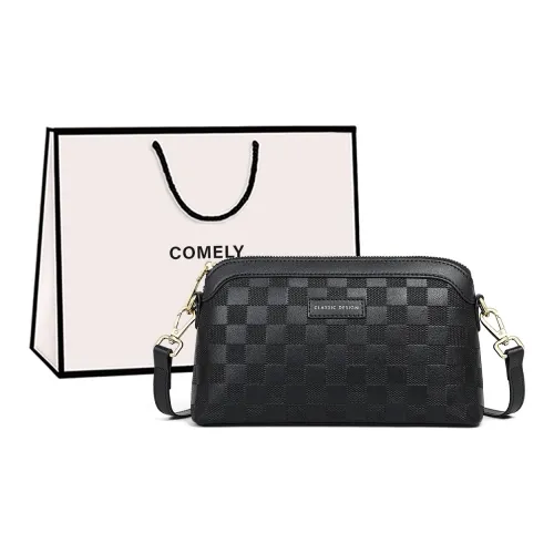 COMELY Спилок коровьей кожи с синтетической кожей сумка через плечо сумка на плечо стандартная женская черная