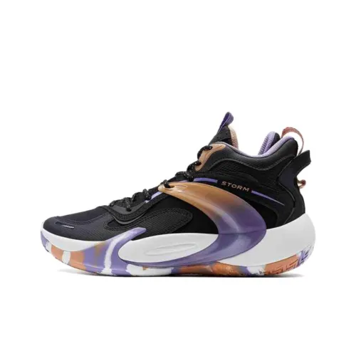 XTEP Амортизаторы Шок Устойчивые к Износу Высокий Топ Баскетбольные Кроссовки Мужские Черный Фиолетовый Розовый