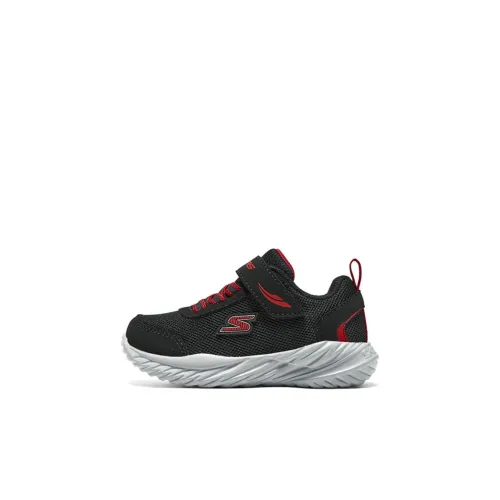 Skechers NITRO SPRINT Износостойкий Дышащий Низкий Топ Обувь для малышей Черный Красный Infant и Toddler