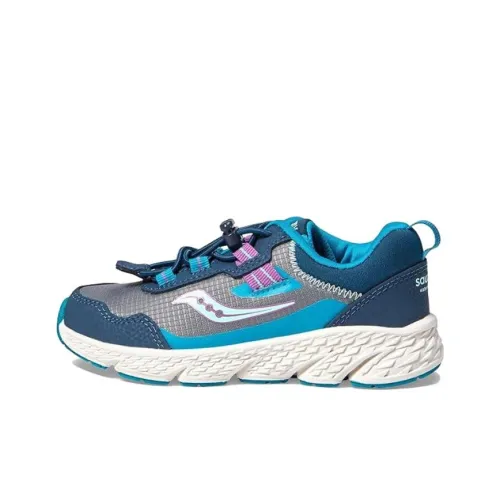 Saucony Устойчивые к истиранию низкие детские беговые кроссовки серо-голубого цвета для подростков