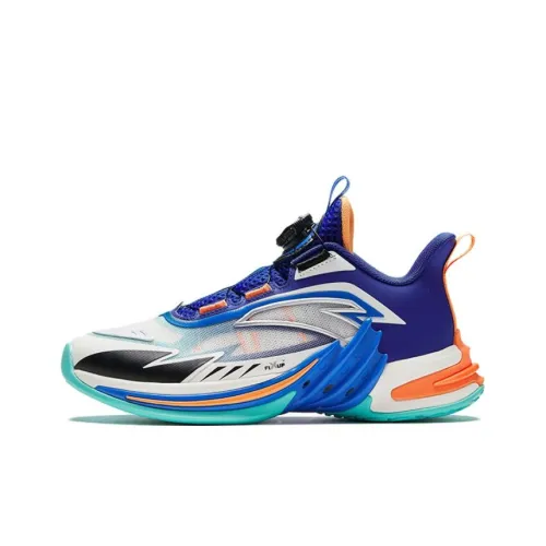 Antakids Амортизация Износостойкий MID Топ Детские Баскетбольные Кроссовки Белый Синий и Оранжевый