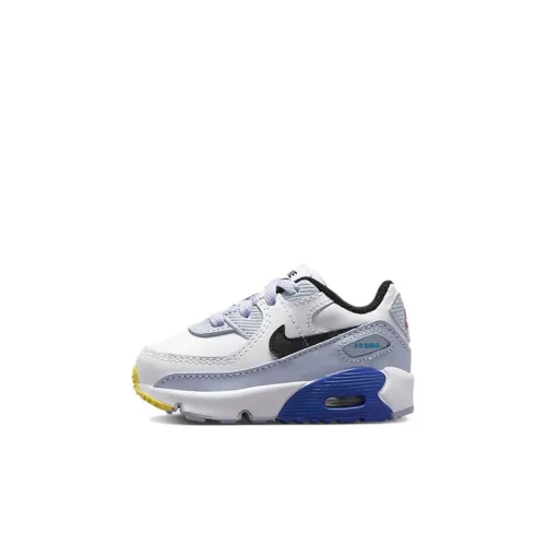 Nike Air Max 90 LTR Abrasion Resistant Дышащий Низкий Топ Обувь для малышей Белый Синий Infant And Toddler