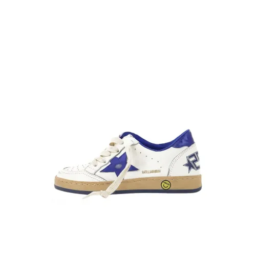Golden Goose Ball Star Детские Скейтбординги Низкие Топы Синие с Белым Надписью для Детского Садика