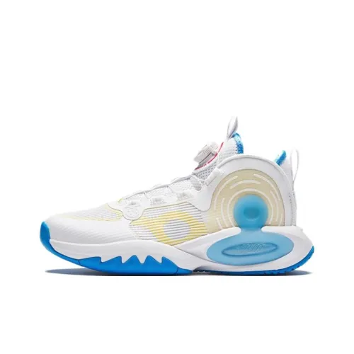 Antakids Детские баскетбольные кроссовки MID Топ Anta белый / Clear Spring Синий / Durian Желтый Школьный возраст