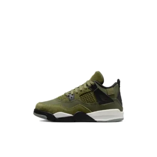 Jordan Air Джордан 4 Баланс Поддержка MID Топ Детские Баскетбольные Кроссовки Зеленый Детские Возраст 3-7 Лет