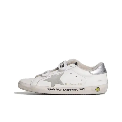 Golden Goose Old School Детские Скейтбординги Низкий Топ Серебристый Белый Подростковый