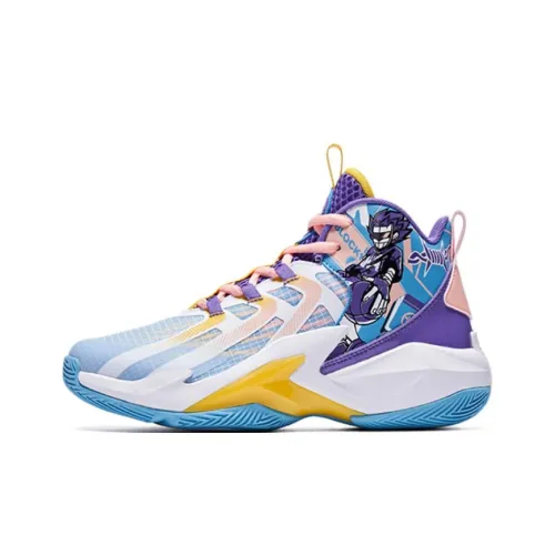 QIAODAN Slip-resistant High Top Детские Баскетбольные Кроссовки Island Blue Magnetic Pole Purple Teenagers