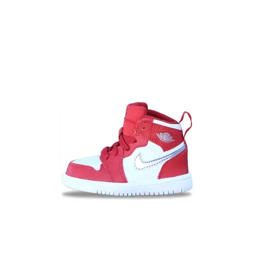 Jordan Air Jordan 1 Retro High BT 'Серебряная Медаль' Амортизация Износостойкий Высокий Топ Малышов Обувь Белый Красный