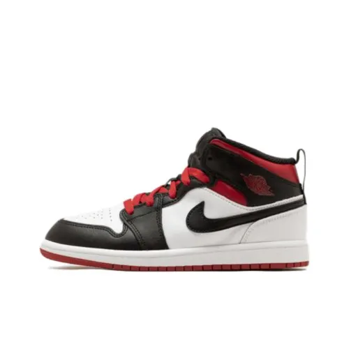 Jordan Air Jordan 1 Детские баскетбольные кроссовки MID Топ Белый и красный Пре-школа