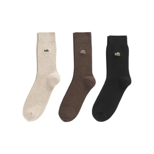 LACOSTE Collaboration 3 упаковки Черный + Светло-коричневый + Темно-коричневый Мужские носки MID до икры
