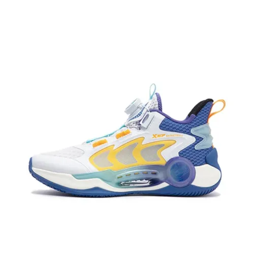 XTEP Dunfeng 2,0 Амортизация Износостойкий Низкий Топ Детские Баскетбольные Кроссовки Белый Синий Фиолетовый