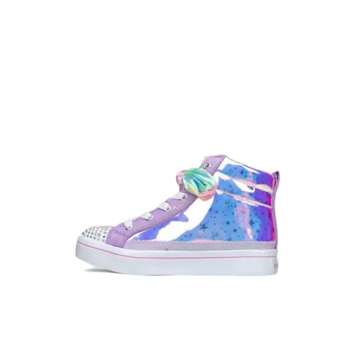Skechers Twi Lites Scrunchie MID Топ Детские Скейтбординги Розово-фиолетовый Детский