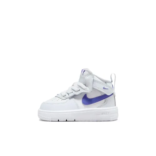 Nike Air Force 1 EasyOn Slip Resistant Abrasion Resistant MID Топ Обувь для малышей Серый Белый Фиолетовый Infant And Toddler