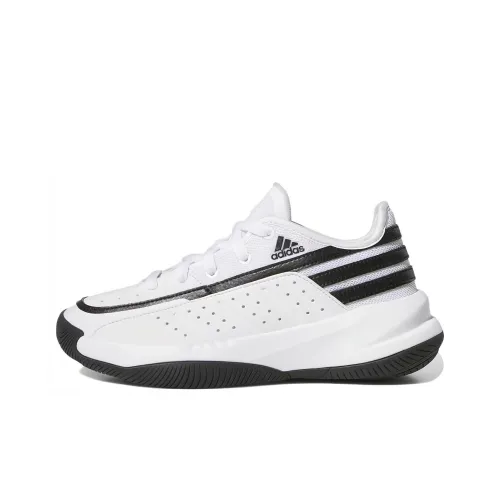 Adidas Front Court Slip-resistant Abrasion-resistant Low Top Детские баскетбольные кроссовки Белый Черный