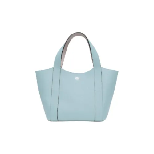 Moynat TaurillonGex Коровья кожа Тоут Сумка Сумка для покупок Сумка Маленькая Женская Небесно-голубая и Серебристо-серая