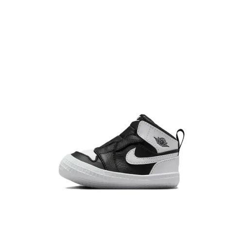 Jordan Air Jordan 1 Crib BOOTIE Противоскользящий Устойчивый к истиранию Высокий Топ Обувь для малышей Черный Белый Для малышей и малышей