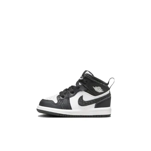 Jordan Air Jordan 1 MID SE Slip-resistant Abrasion-resistant MID Топ Обувь для малышей Черный белый Infant And Toddler