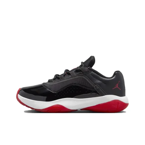 Jordan Air Jordan 11 Амортизация Износостойкий Низкий Топ Детские Баскетбольные Кроссовки Черный Красный Подростки