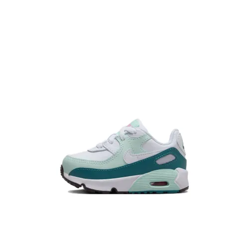 Nike Air Max 90 LTR Амортизация Износостойкий Низкий Топ Обувь для малышей Белый Синий Infant и Toddler