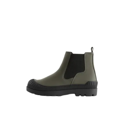 ZARA Детские кожаные сапоги хаки зеленый Kids