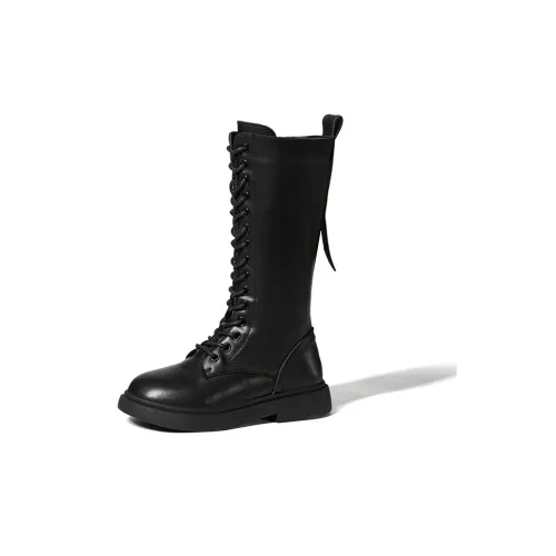 Snoffy Детские кожаные сапоги черного цвета Kids