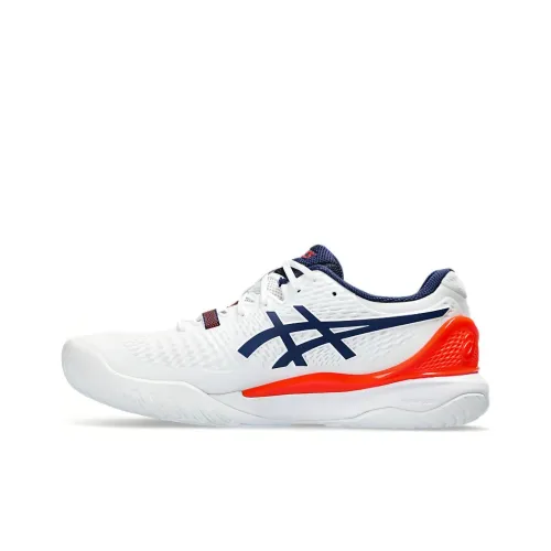 Asics Gel Resolution 9 Low Топ Теннисные Кроссовки Мужские Белые Оранжевые