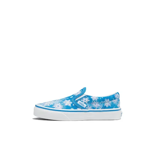 Vans Нижняя юбка On Series Детские Скейтбординги Низкий Топ Синий с Белым Надпись Предшкольный