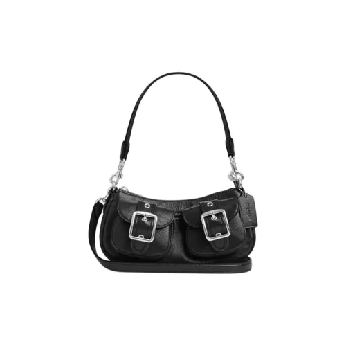 COACH Ashton Лакированная кожа Портативная Сумка через плечо Сумка на плечо Средняя Женская Черная