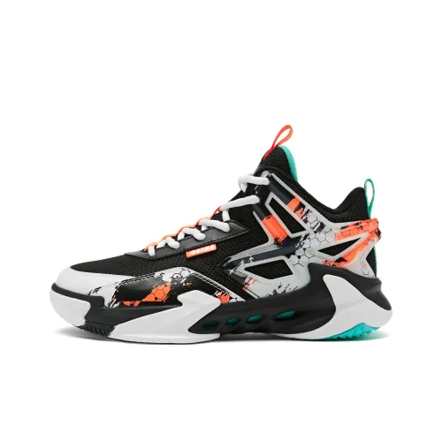 QIAODAN Амортизация Износостойкий MID Топ Детские Баскетбольные Кроссовки Черные Подростки