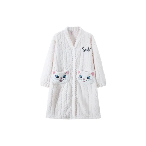 Qiao Ni Tong Сон Халат Женский Белый