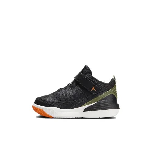 Jordan Max Aura 5 Противоскользящие Анти-KICK Детские баскетбольные кроссовки Черный Белый Для детей 3-7 лет