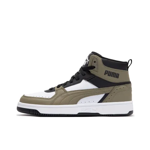 PUMA REBOUND Series Устойчивые к истиранию Дышащие Высокие Кроссовки для скейтбординга Черные Зеленые Подростки