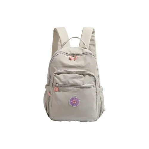 NOMK Нейлон Рюкзак Сумка Женская Серый Белый