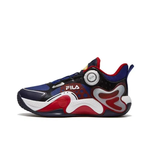 FILA KIDS Противоскользящий и Дышащий MID Топ Детские Баскетбольные Кроссовки Красный Белый Синий Подростки