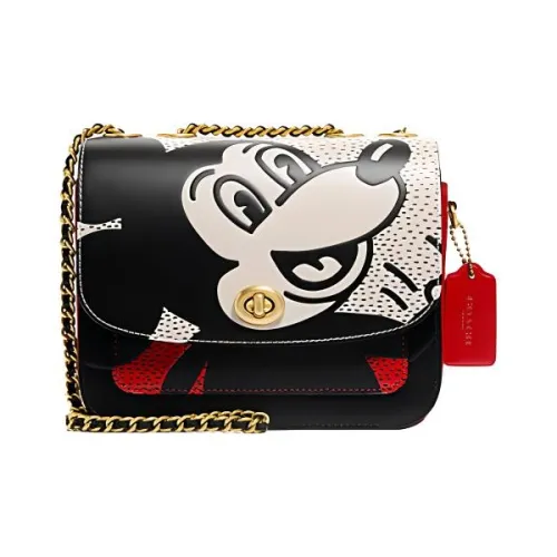 COACH Disney X Keith Haring Коллаборация Madison Кожа Детская Сумка Сумка через плечо Сумка на плечо Маленькая Женская Черная