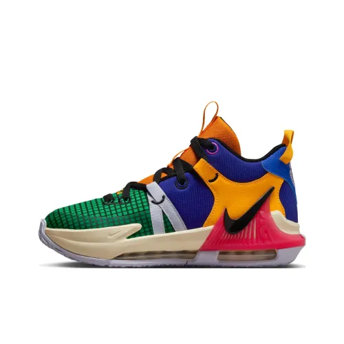 nike Witness 7 LeBron WITNESS MID Топ Детские Баскетбольные кроссовки Ярко-фиолетовый Черный Кораллово-красный