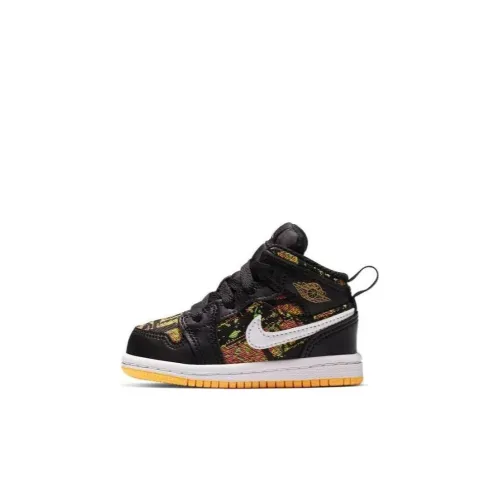 Jordan Air Jordan 1 MID TD Противоскользящий Устойчивый к истиранию MID Топ Обувь для малышей Черный Infant And Toddler