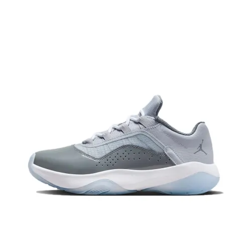 Jordan Air Jordan 11 Детские баскетбольные кроссовки Низкий топ Серый Синий Школьный возраст