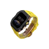 [Черный с розово-золотой рамкой] + [Желтый ремешок с розово-золотой бабочкой-пряжкой]