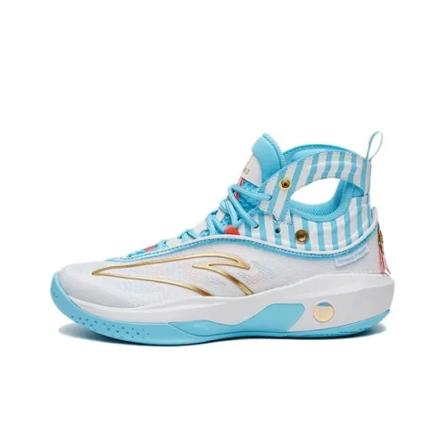 Antakids Детские баскетбольные кроссовки MID Топ Белый Синий Золотой Школьный возраст