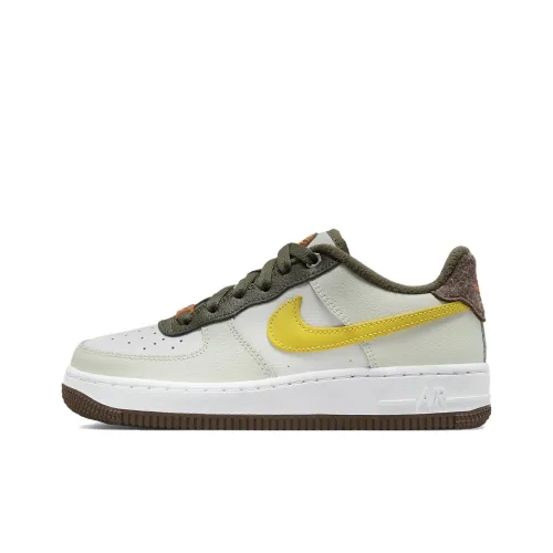Nike Air Force 1 Амортизация Износостойкий Низкий Топ Детские Скейтбординги Горчично-Желтый