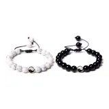 Браслет с бусиной Тайцзи - (Черный и Белый Пара)