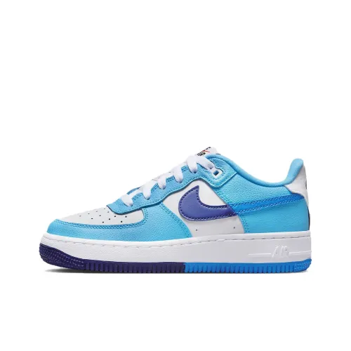 Nike Air FORCE 1 Детские Скейтбординги Низкий Топ Белый/Темно-Королевский Синий/Балтийский Синий/Свет Кине Синий Унисекс
